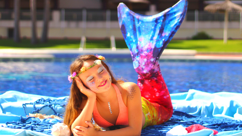 shepretty Niñas Cola de Sirena con Aletas para Nadar/Vacaciones/Fiesta/Fotos 